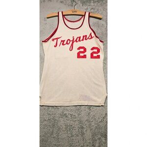 Vintage Rawlings Basketball Tailored Jersey Size 38 White Sleeveless Trojan #22